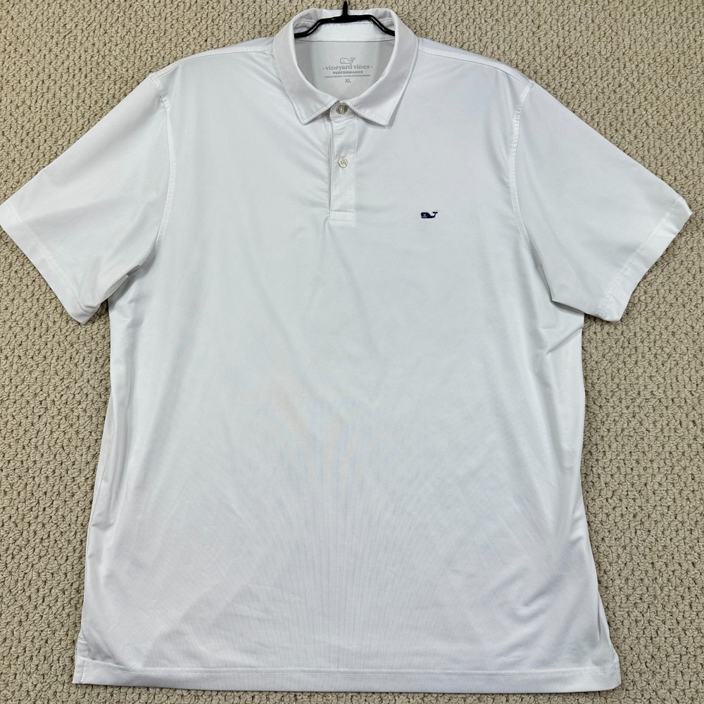 Vineyard Vines Shirt Men XL White Short Sleeve Polo Stretch Performance Golf